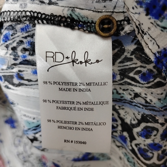 NWT RD & Koko Sheer Floral Babydoll Blouse Oversized Boho Top M - Picture 6 of 7